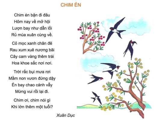 Chim én | Bài thơ Chim én (Xuân Dục)
